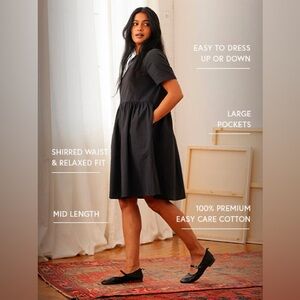 TRADLANDS | NICO 2.0 COTTON POPLIN DRESS | BLACK | 1XL